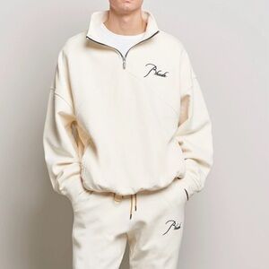 NEW Rhude Logo Off-white Quarter Zip Sweater